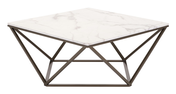 Tintern White & Antique Bronze Composite Stone and Steel Coffee Table