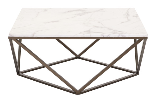 Tintern White & Antique Bronze Composite Stone and Steel Coffee Table
