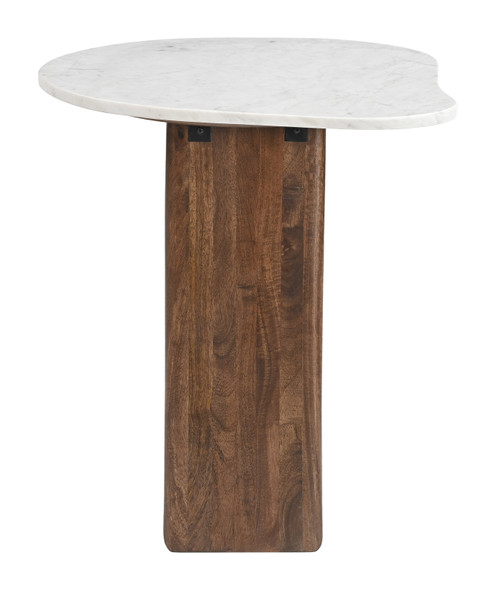 Vara White & Walnut Marble and Mango Wood Side Table