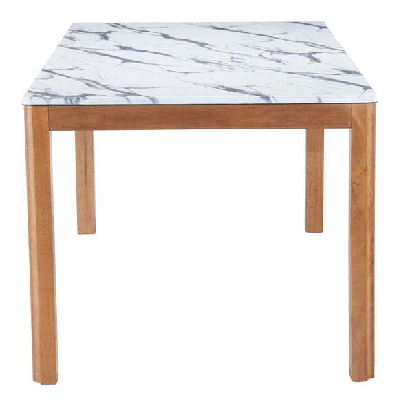 Jemy White Rubberwood Rectangular Dining Table