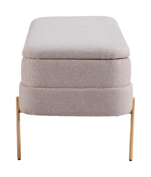 Lebreton Oatmeal Beige Steel and Polyester Storage Bench