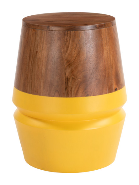 Tornos Walnut & Yellow Acacia Wood Round Side Table