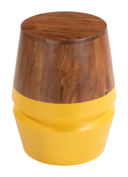 Tornos Walnut & Yellow Acacia Wood Round Side Table