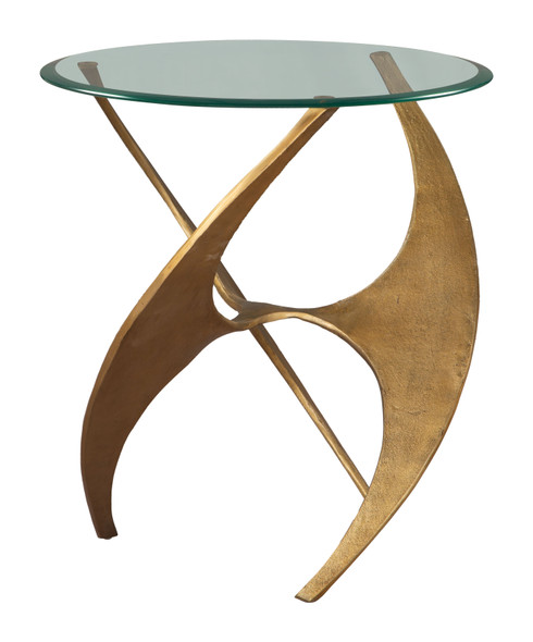 Sabel Gold Glass and Aluminum Round Side Table