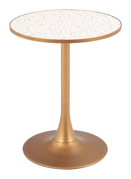 Bite Beige & Gold Steel Round Bistro Table