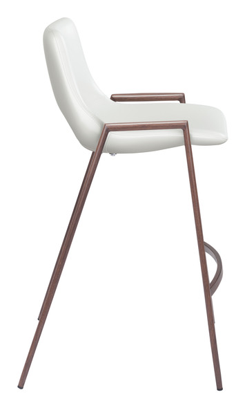 Desi White & Walnut (Set of 2) Steel and Polyurethane Counter Stool