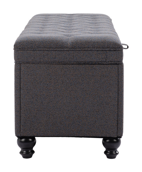 Halifax Gravel Gray Rubberwood and Polyester Storage Bench