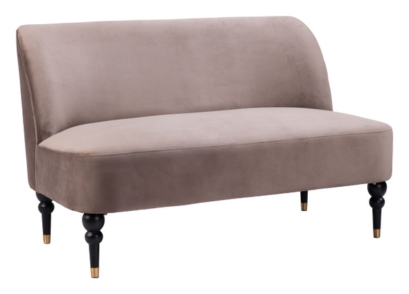 Bintulu Taupe Rubberwood and Steel Loveseat