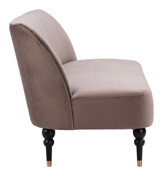 Bintulu Taupe Rubberwood and Steel Loveseat