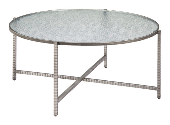 Vetro Silver Glass and Steel Round Coffee Table