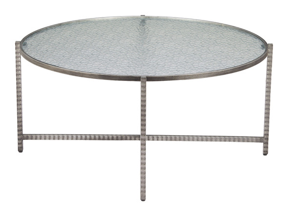 Vetro Silver Glass and Steel Round Coffee Table