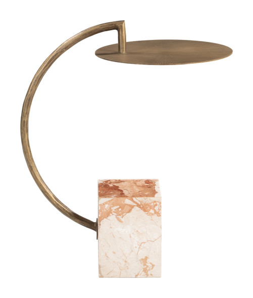 Voler Brass Natural Marble and Iron Round Side Table
