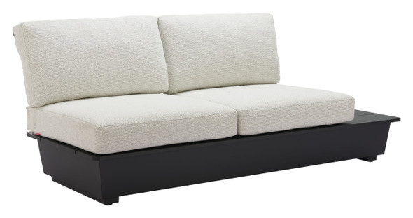 Tien Beige Aluminum and Olefin RHF Loveseat for Outdoor Use