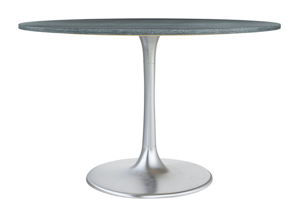 Metropolis Gray & Silver Natural Marble and Aluminum Dining Table
