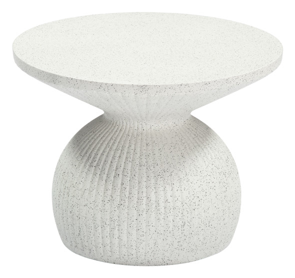 Corza White Poly Cement Round Coffee Table for Outdoor Use