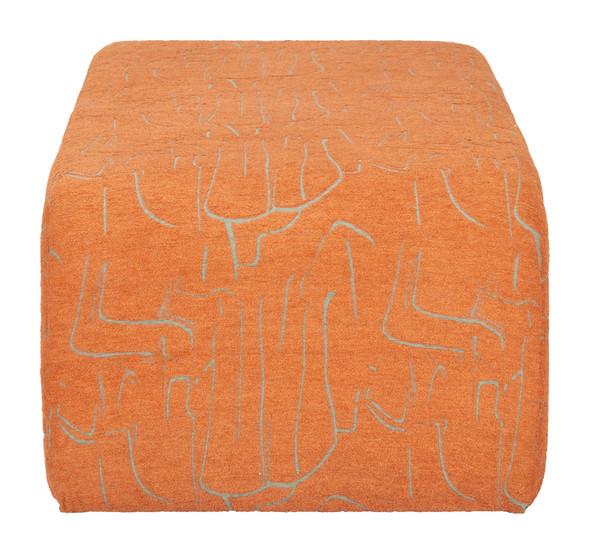 Nendo Abstract Orange Rubberwood and Polyester Bench