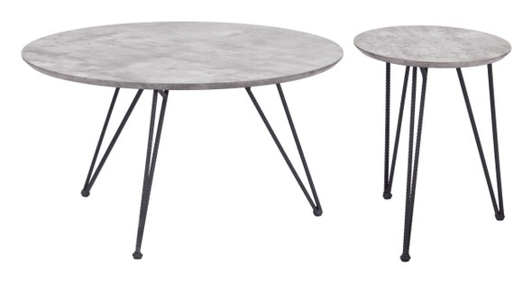Kerris Gray & Black Steel Round Coffee Table Set