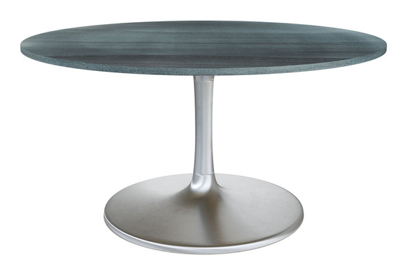 Metropolis Gray & Silver Natural Marble and Aluminum Dining Table (60")