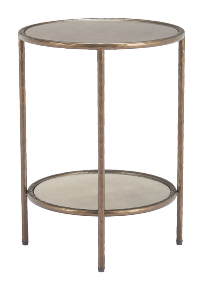Anelli Bronze Glass and Steel Round Side Table
