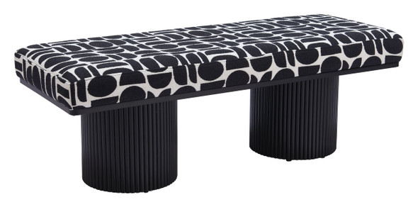 Botoia Black & White Pine Wood and Polyester Bench