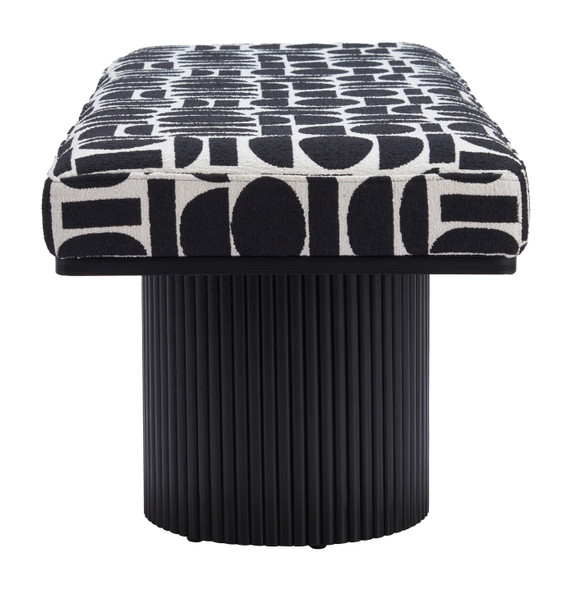 Botoia Black & White Pine Wood and Polyester Bench