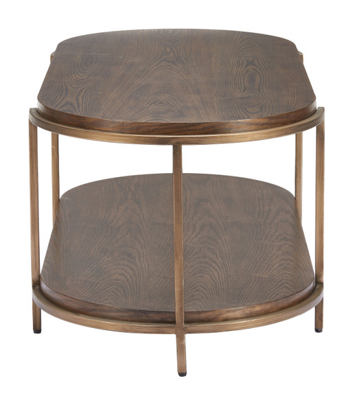 Niju Brown Fir Wood and Steel Oval Coffee Table