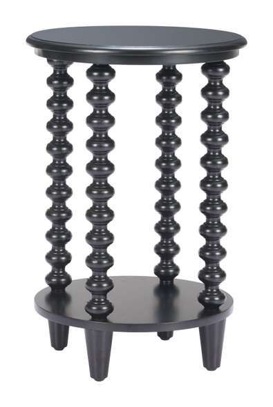 Gocce Black Fir Wood Round Side Table