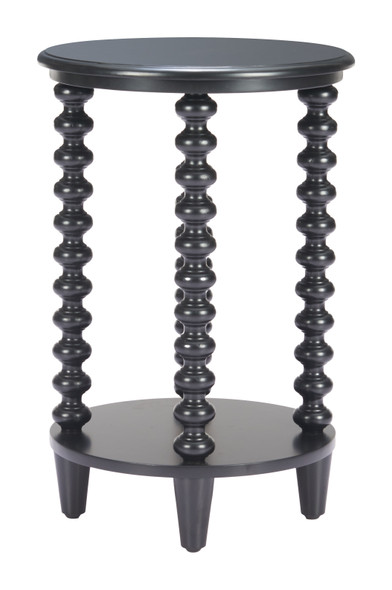 Gocce Black Fir Wood Round Side Table