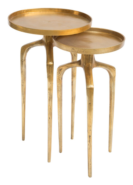 Como Antique Gold Aluminum Round Accent Table Set