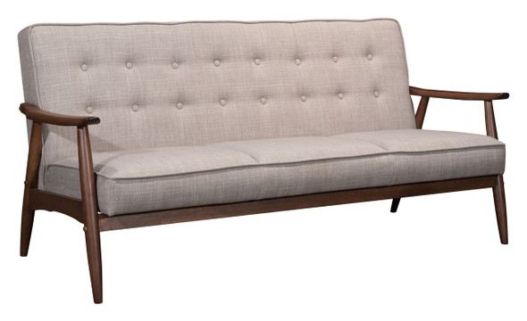 Rocky Putty Rubberwood and Polyester Sofa