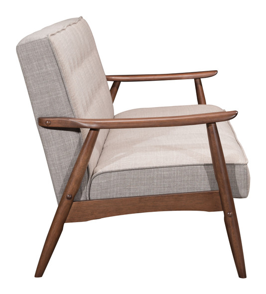 Rocky Putty Rubberwood and Polyester Sofa