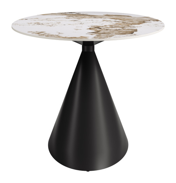 Armana White & Brown Steel Oval Dining Table