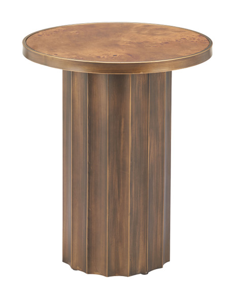Afinato Brown Steel Round Side Table