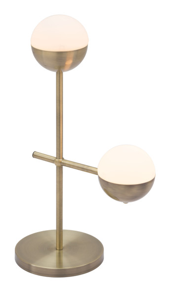Waterloo White & Bronze Glass and Steel Table Lamp