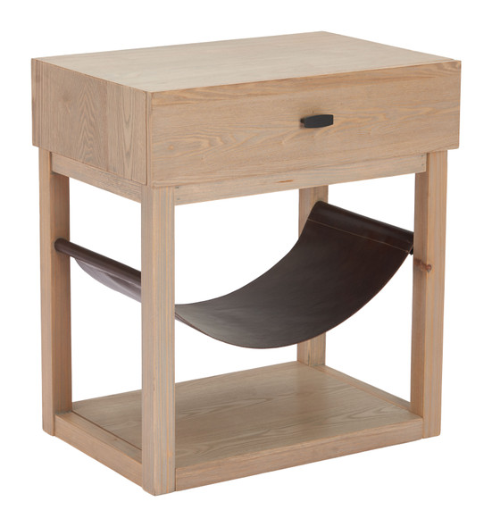Haram Natural Fir Wood and Polyurethane Rectangular Side Table