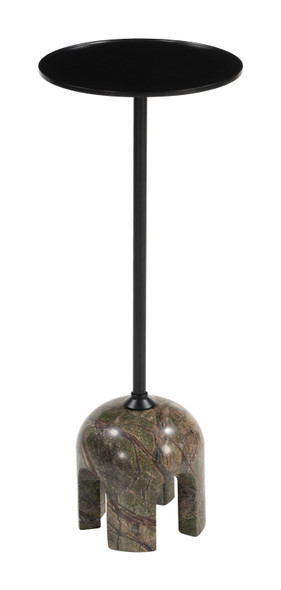 Kask Multicolor Natural Marble and Iron Round Side Table