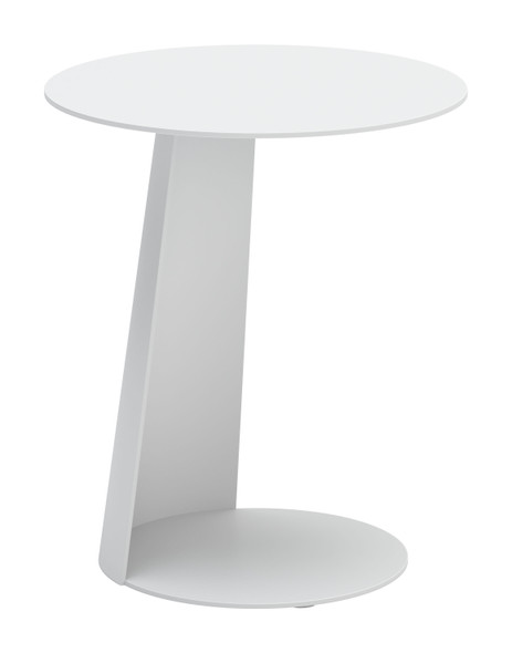 Sunny White Aluminum Round Side Table for Outdoor Use