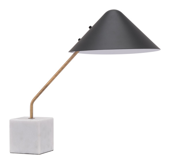 Pike Black & White Natural Marble and Steel Table Lamp