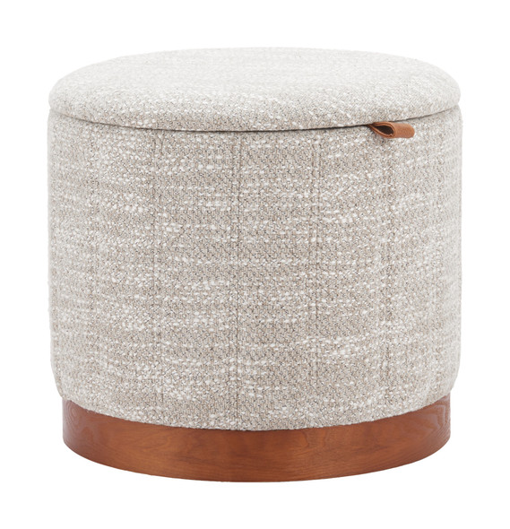 Fije Gray Polyester Storage Ottoman