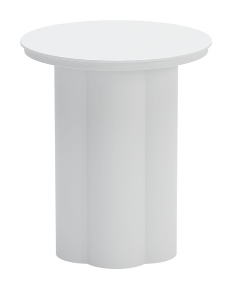 Kogur White Aluminum Round Side Table for Outdoor Use