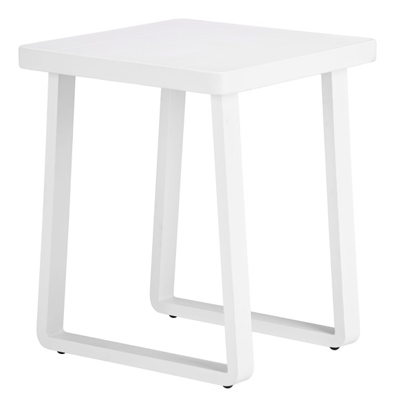 Welt White Aluminum Square Side Table for Outdoor Use