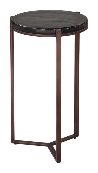 Daiza Bronze Sand Cast Glass and Iron Round Side Table