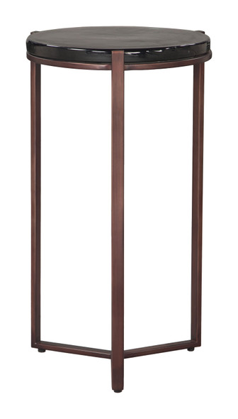 Daiza Bronze Sand Cast Glass and Iron Round Side Table