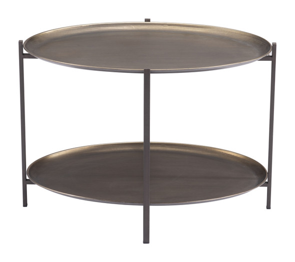 Bronson Bronze Steel Round 2-Tier Coffee Table