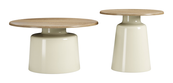 Lireen Natural & Ivory Steel Round Coffee Table Set