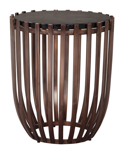 Kafig Bronze Sand Cast Glass and Iron Round Side Table