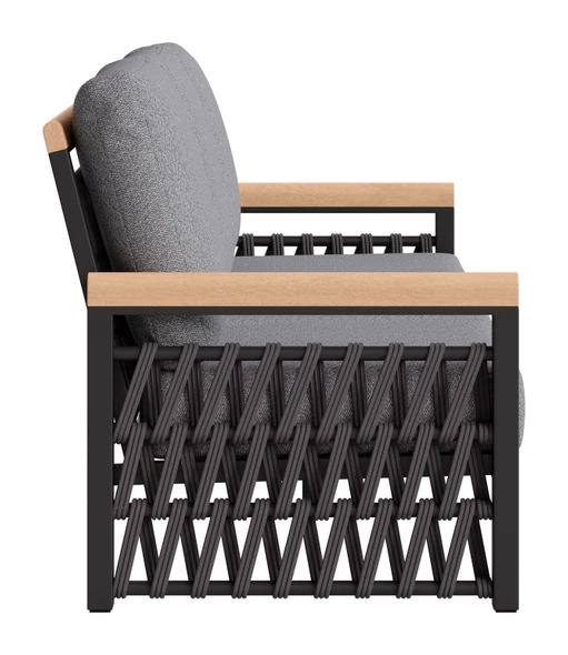 Naru Gray Aluminum and Polyester Sofa for Outdoor Use