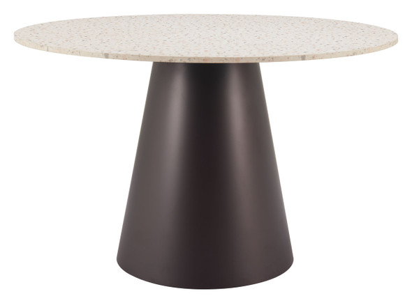 Jorf Beige & Bronze Steel Round Dining Table