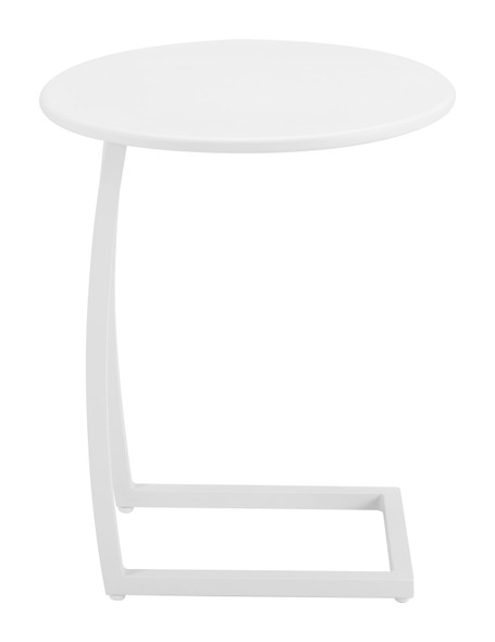 Noga White Aluminum Round End Table for Outdoor Use