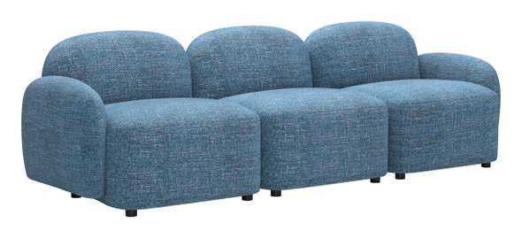 Cleo Blue Rubberwood and Polyester Modular Sofa